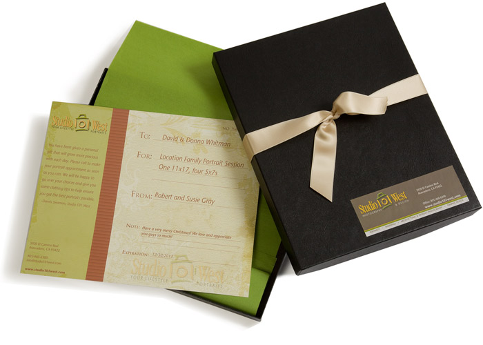 Portrait Photography Gift Certificates - Christmas Gift Giving Idea San Luis Obispo - Studio 101 West Photography Atascadero Portrait Photography Studio - Portrait Photography Gift Certificates - Studio 101 West Photography