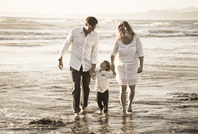 Central Coast Beach Family Portrait - Walking on Beach Family Pictures - Studio 101 West Photography