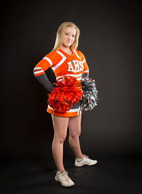 Atascadero Cheerleader Senior Portrait - Studio Senior Portrait - Atascadero Senior Portrait Near Me - Athletic Senior Portraits - Studio 101 West Photography