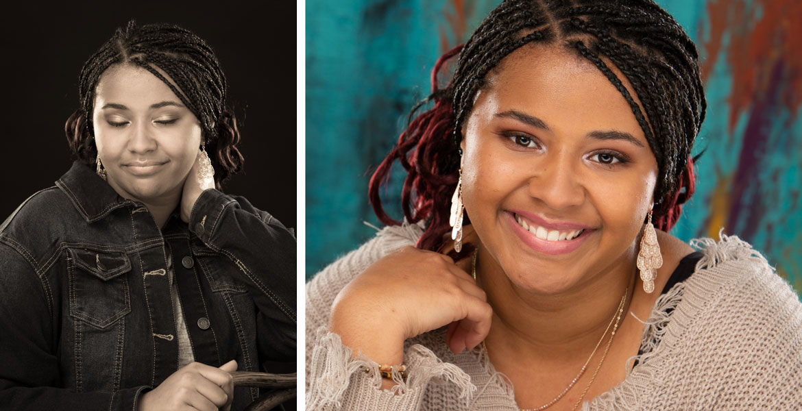 Atascadero Studio Senior Portrait - Senior Portrait Photography Near Me - African American Female Studio Senior Portrait - Natural Black Girl - Braided Black Hair - High School Senior Pictures - Studio 101 West Photography